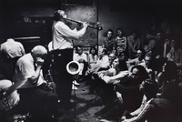 Willie Humphrey (clarinet b. 1900) with Preservation Hall audience.
