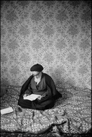 Ayatollah Ruhollah Khomeini in his room while in exile in Neuphe - le - Chateau, France, days before his triumphant return to Iran to lead its revolution. 