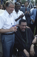U.S. President Jimmy Carter and jazz bassist, composer and band leader Charles Mingus (1922-1979) at the White House jazz concert 6 months before Mingus died from ALS.