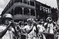 Street parade in the French Quarter.  Wendell Brunious (trumpet, left).