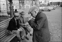 Waiting for sunset and a minyan, if possible, in Szeroka Street in front of Krakow's Remu Synagogue. 1979
