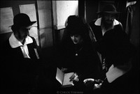 Henryk Rajfer, left, and Golda Tenczer, center, backstage at Yiddish Theater.  Warsaw 1980