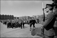 The official 36th anniversary of the Warsaw Ghetto Uprising. POLIN Museum of the History of Polish Jews now exists on a large part of this plaza, facing the Natan Rapoport sculpture "Ghetto Heroes Monument" built in 1948.  This area was the scene of the first armed conflict of the ghetto uprising. April 1979