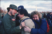 Vietnam Veterans after dedication ceremonies at the Vietnam Veterans Memorial in Washington DC.