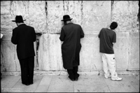 At "The Wall", I'm looking in the cracks to try and read the notes.*
(*Believers leave notes or prayers in the cracks with messages to God.)
