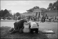 Fans outside Presley mausoleum after funeral.
Memphis, Tennessee 1977