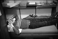 Solidarity leader and future president of Poland,Lech Walesa taking a nap in his office at Solidarity headquarters in Gdansk, Poland. December 1980.