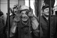 Shipyard workers watching preparations for the opening of the Monument for the Fallen 1970, Gdansk, Poland, December 1980.