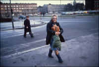 A woman going home with her  bread, Gdansk, Poland. December 1980.