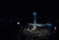 "Monument to the Fallen Shipyard Workers of 1970" unveiling and dedication ceremony near entrance to Lenin shipyard gate, Gdansk, Poland, Dec 16, 1980