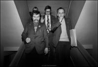 Lech Walesa (left) on staircase with future Polish Prime Minister Tadeusz Mazowiecki (right) at Solidarity headquarters, Gdansk, Poland Dec 1980