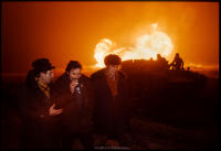 Solidarity leader Lech Walesa inspecting Karlino oilwell blowout, with Polish tank in background, December 1980. It took more than a month to completely extinguish the fire. Exactly 1 year later Martial Law was declared and Polish tanks would be in the streets.