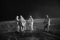 Men in protective gear at the Karlino Oil Field blowout. December 1980