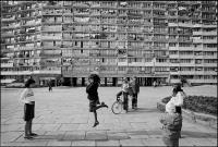 Children playing outside the (then) largest apartment house in the world, Gdansk, Poland, April 1979