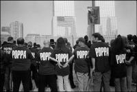 Members of the Police Organization Providing Peer Assistance (POPPA) at the first anniversary of the attack at the World Trade Center at Ground Zero, NY, NY, Sept. 11, 2002